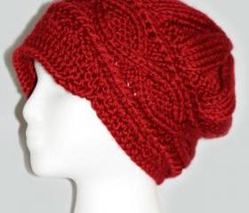 Red Knitted Burgundy Hat for Women-Newsboys Hat for Women and Teen Girls