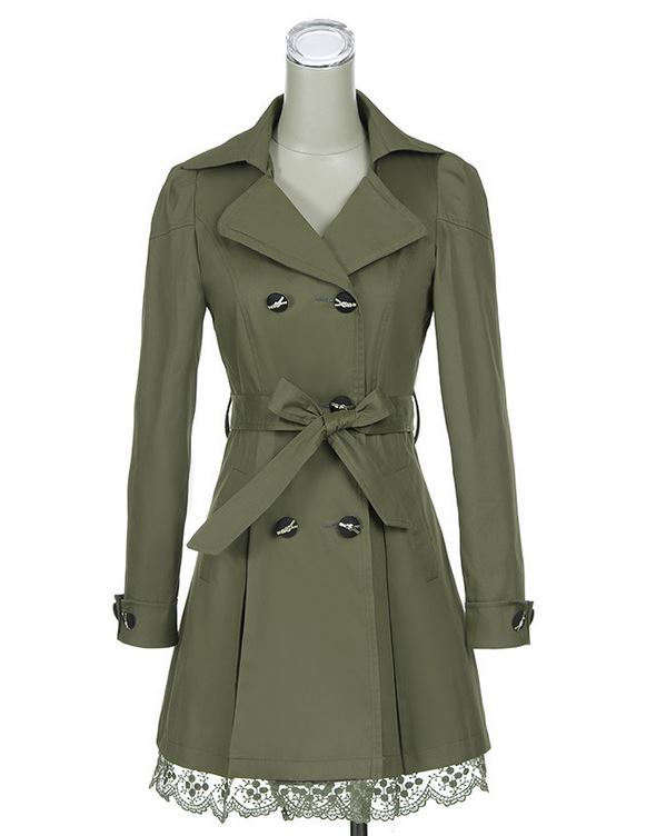 Green Trench Winter Coat For Women-Women Green Coat Winter Lace ...