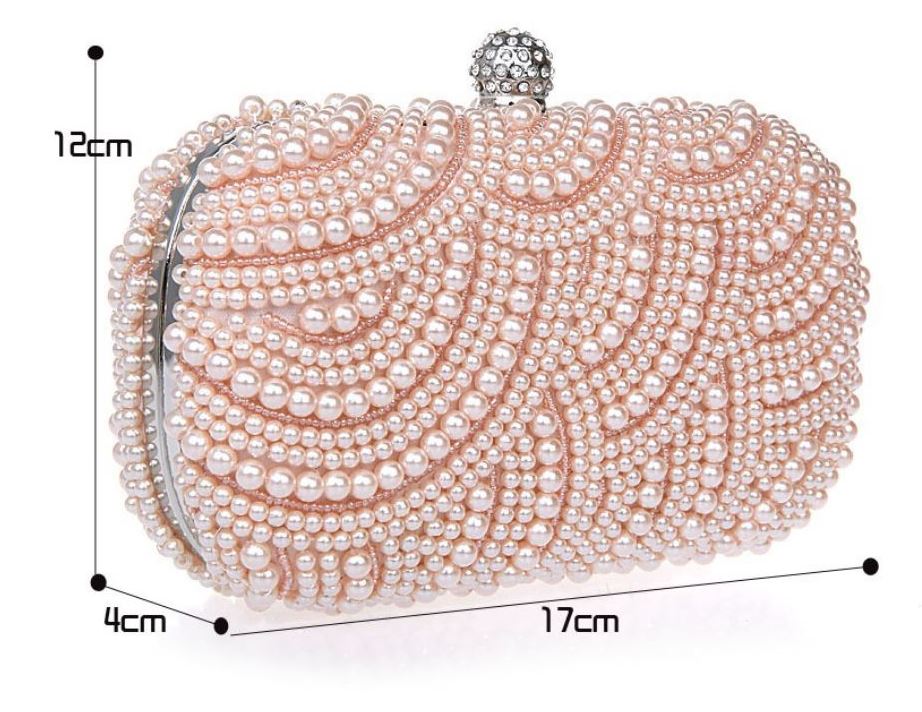 PINK Bridal Pearl ClutchLuxurious Shoulder Bag Floral Bag Clutch