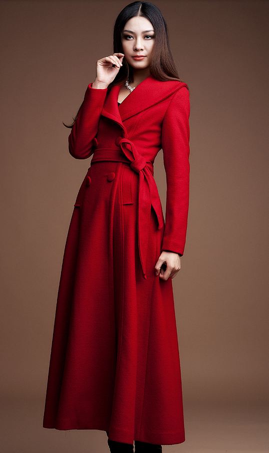 Red Long Coats Red Winter Wool Coats Women Red Long Thick Overcoats On Luulla