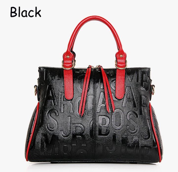 Womens Monogram Bags Embossed Letters Black Purse Black Tote Bags Fashion Style on Luulla